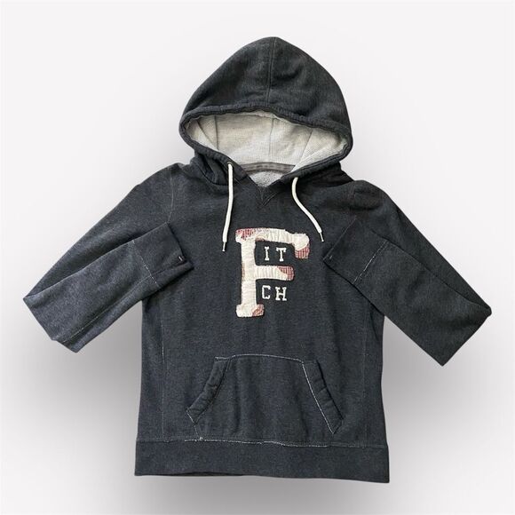 Abercrombie & Fitch Hoodie Gray Red Plaid Cream Large Retro - Picture 1 of 8